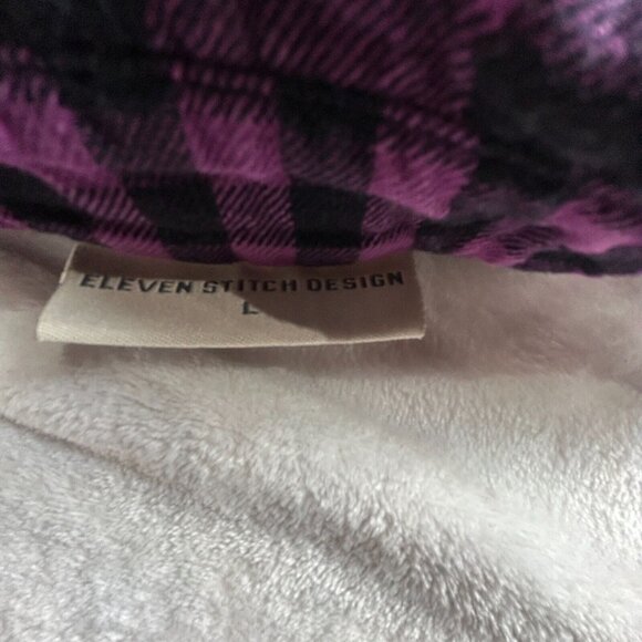 Eleven Stitch Design Women's Button Down Shirt L/S  Purple Plaid  Large USA - Picture 4 of 9
